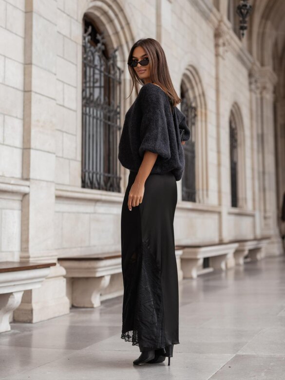 Skirt Lavilla with lace black