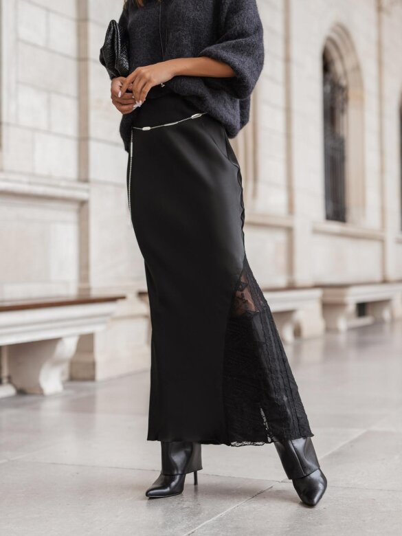 Skirt Lavilla with lace black