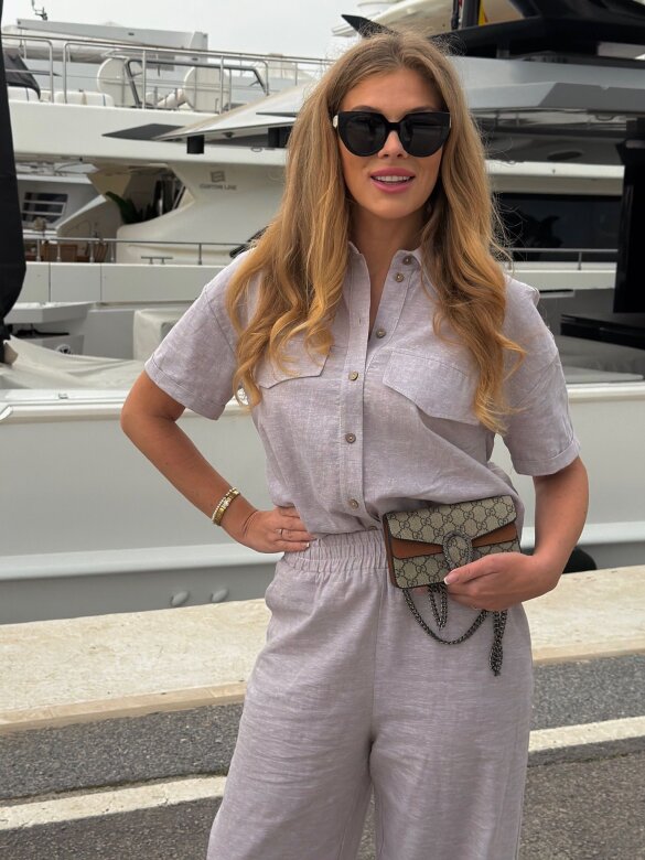 Komplet 2w1 Nerro z lnem i bawełną beżowy 