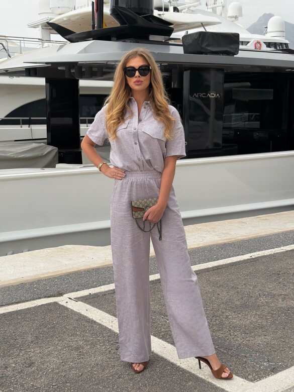 Komplet 2w1 Nerro z lnem i bawełną beżowy 