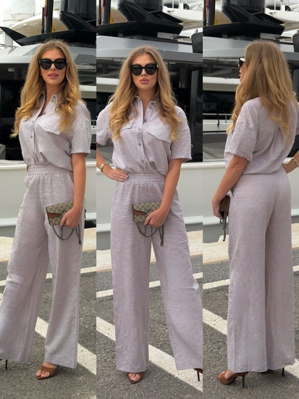 Komplet 2w1 Nerro z lnem i bawełną beżowy 