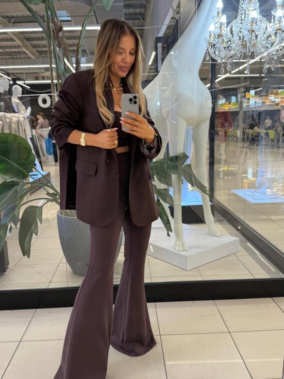 Spodnie Fashion You czekoladowe 