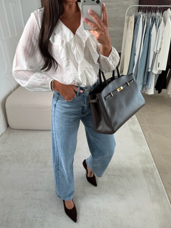 Koszula Ruffle w paski biała