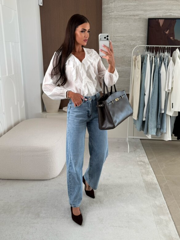 Koszula Ruffle w paski biała