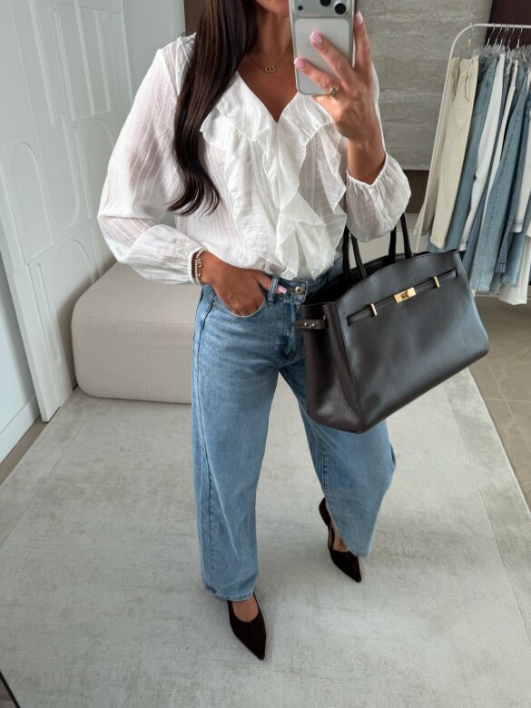 Koszula Ruffle w paski biała