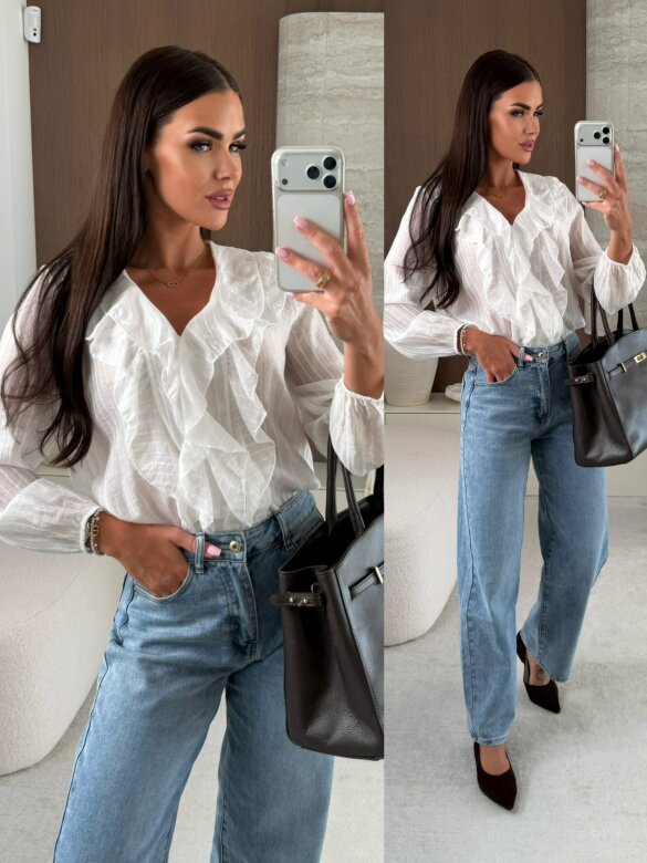 Koszula Ruffle w paski biała