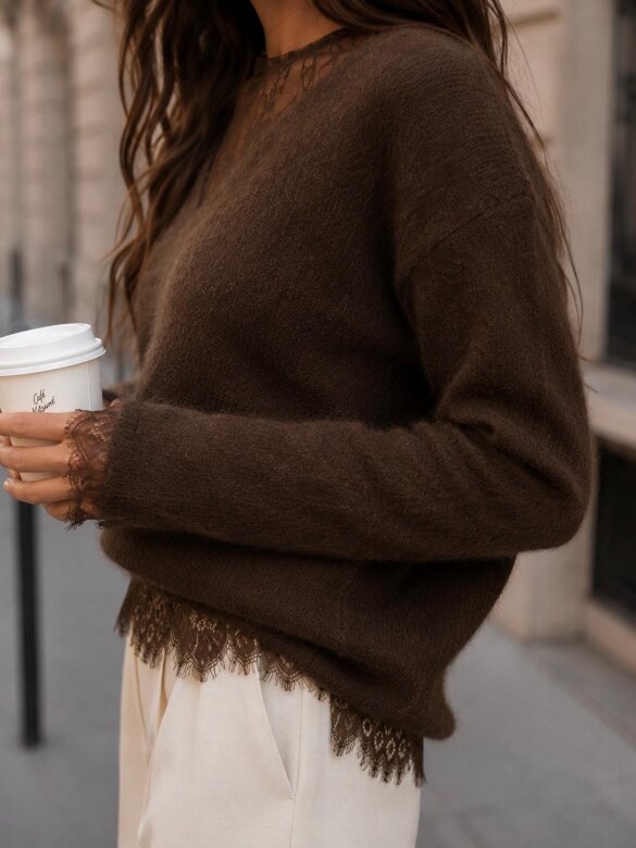 Sweater Alicio with wool chocolate