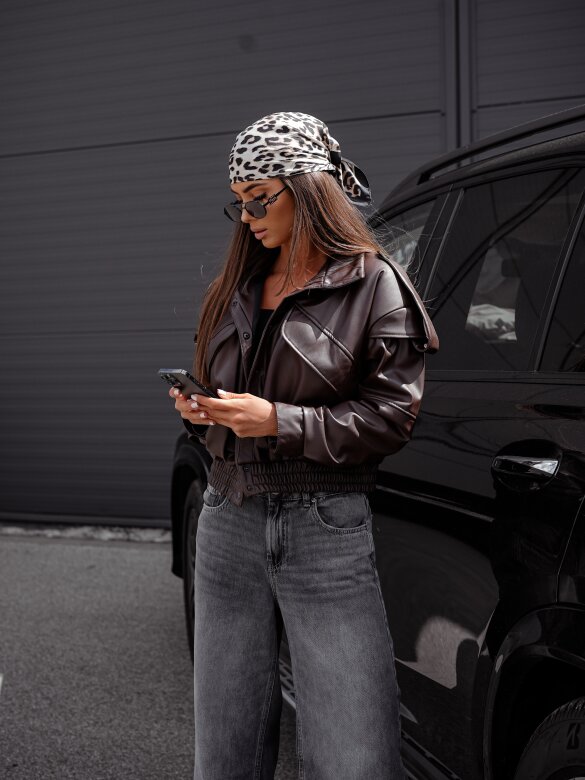 Bomberka Sandre eko skóra czekoladowa 