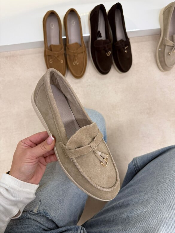 Mokasyny Nicoll skóra naturalna beżowe 