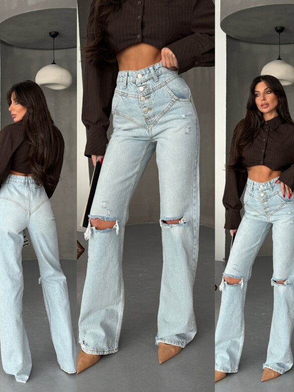 Spodnie Derre jeans jasnoniebieskie