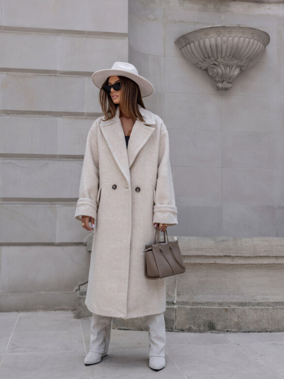 Płaszcz Osher w jodełkę ecru