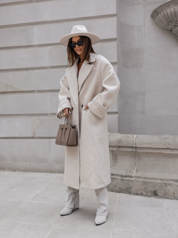 Płaszcz Osher w jodełkę ecru