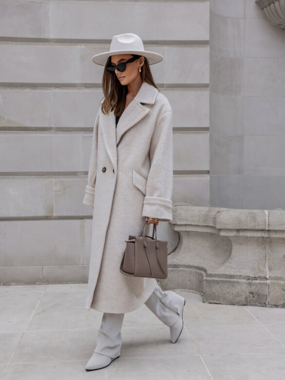 Płaszcz Osher w jodełkę ecru