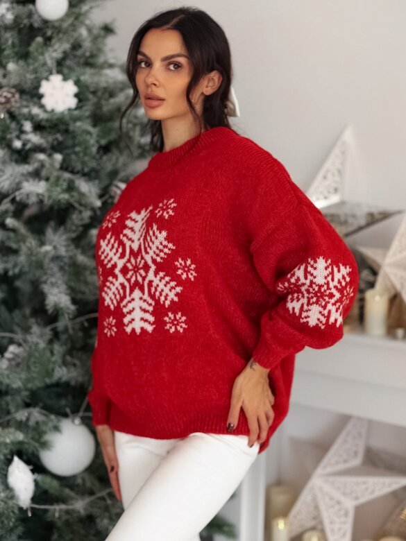 Sweter Snowball czerwono-biały