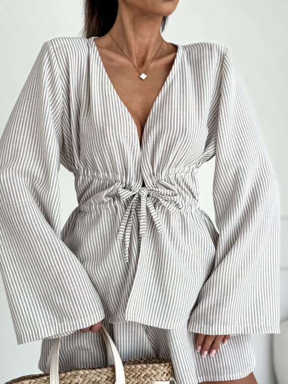 Komplet 2w1 Colly w paski beżowo-biały