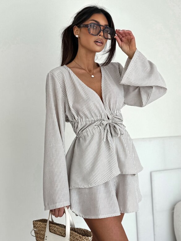 Komplet 2w1 Colly w paski beżowo-biały