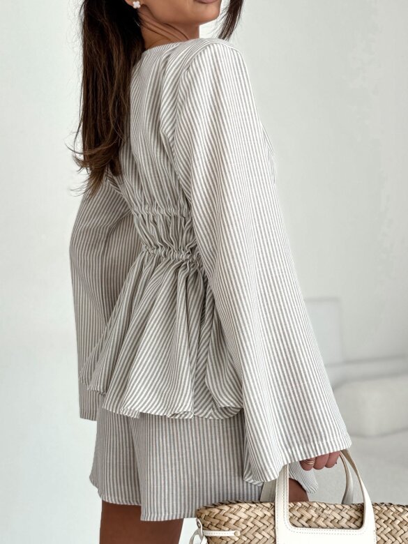 Komplet 2w1 Colly w paski beżowo-biały