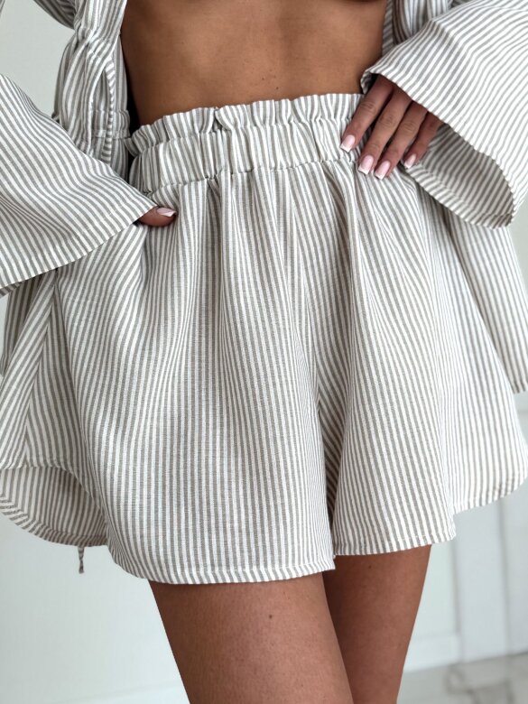 Komplet 2w1 Colly w paski beżowo-biały