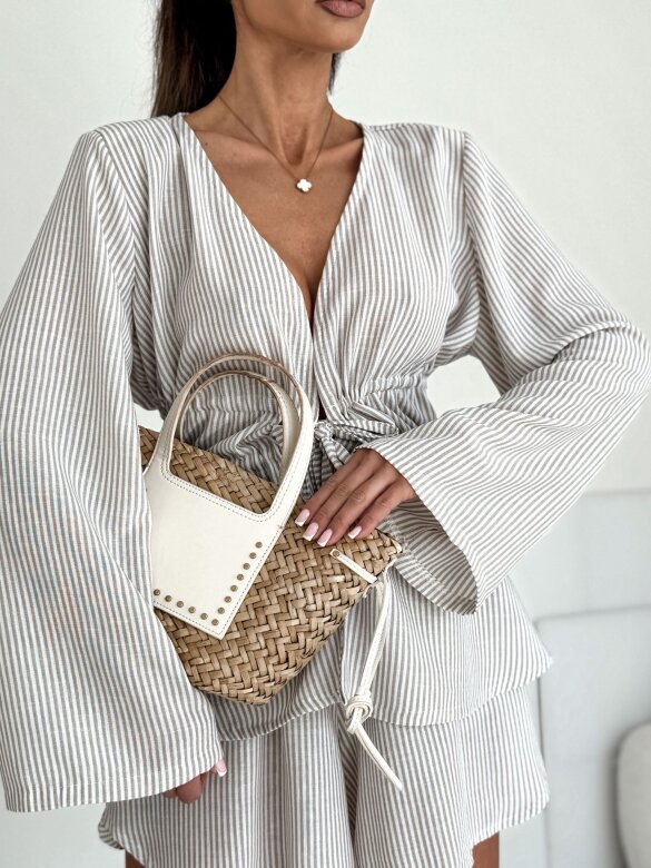 Komplet 2w1 Colly w paski beżowo-biały