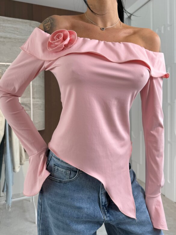 Bluzka Viliene asymetryczna pudrowa