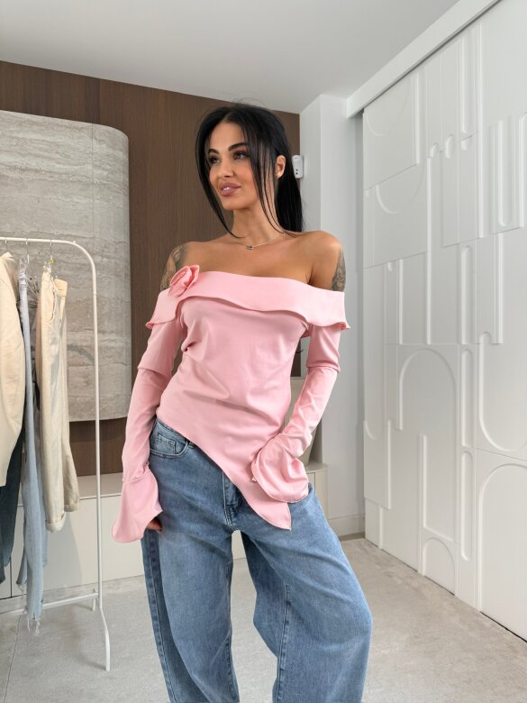 Bluzka Viliene asymetryczna pudrowa