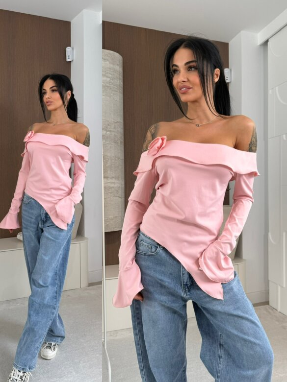 Bluzka Viliene asymetryczna pudrowa