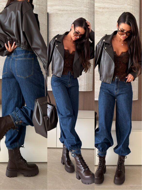 Spodnie Nuego jeans balloon ciemnoniebieskie