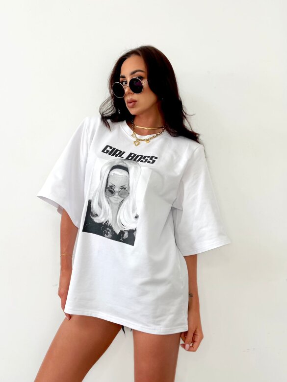 T-shirt Girl Boss biały