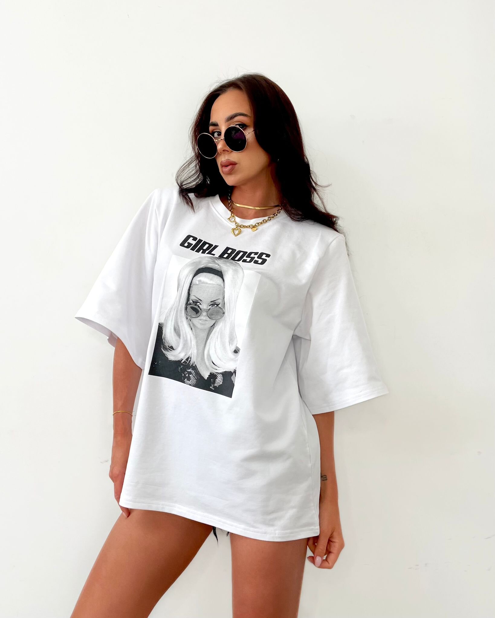 T-shirt Girl Boss biały