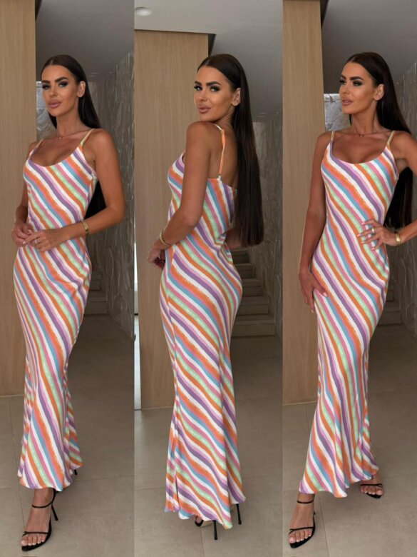 Sukienka Rihanna maxi w paski multikolor