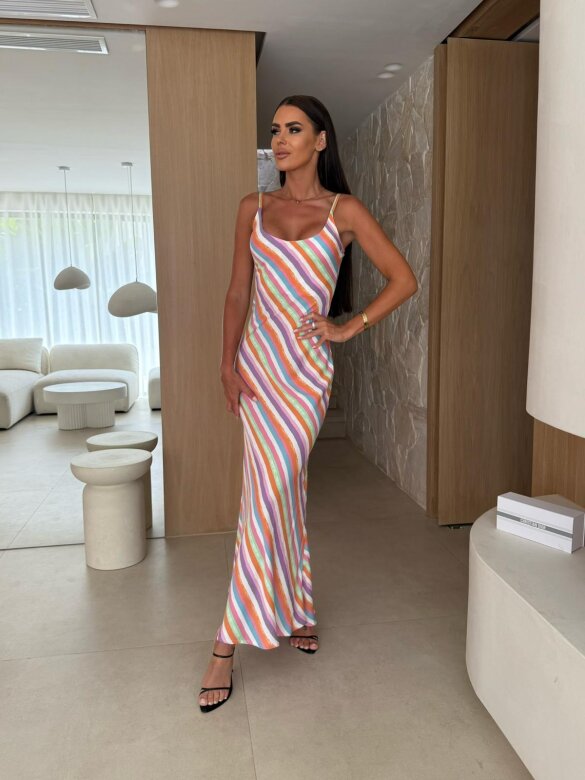 Sukienka Rihanna maxi w paski multikolor