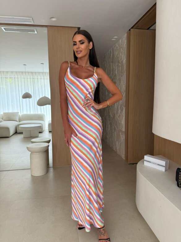 Sukienka Rihanna maxi w paski multikolor