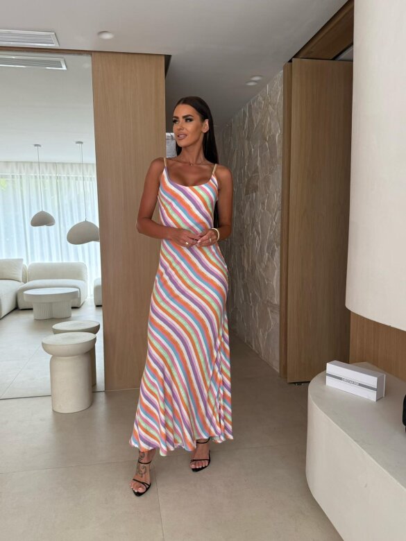 Sukienka Rihanna maxi w paski multikolor