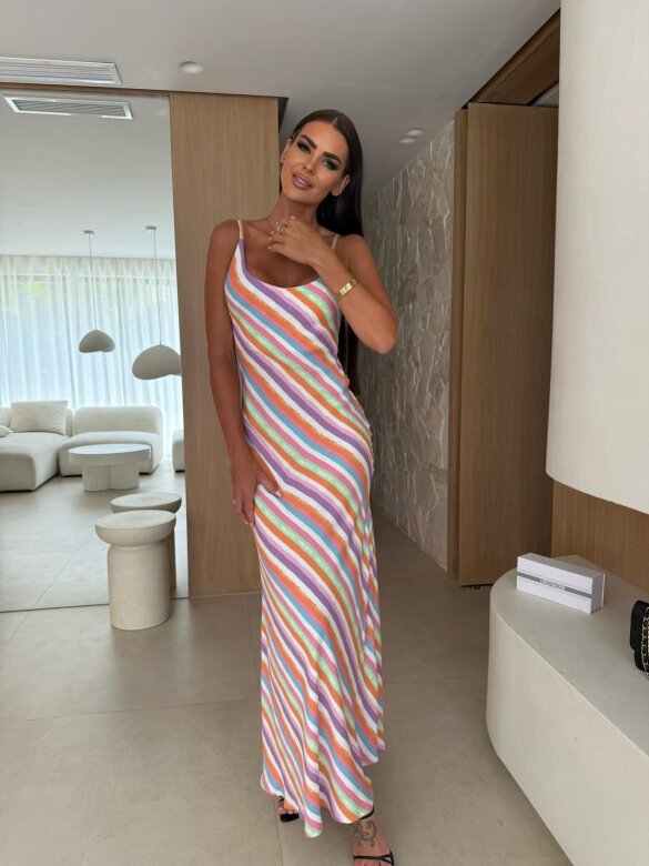 Sukienka Rihanna maxi w paski multikolor