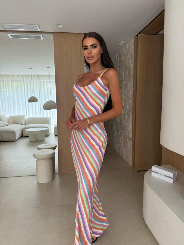 Sukienka Rihanna maxi w paski multikolor