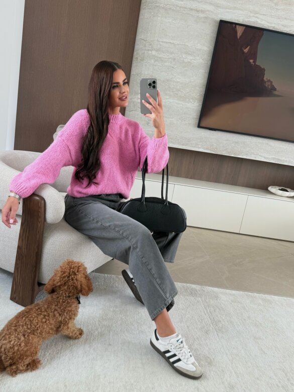 Sweater Ally with a wool blend pink