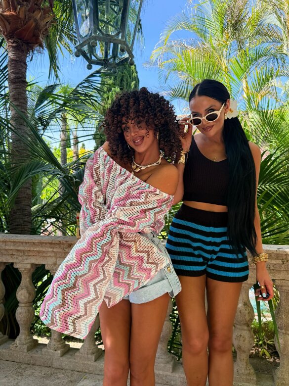 Bluzka Girl Power bawełniana różowo-błękitna