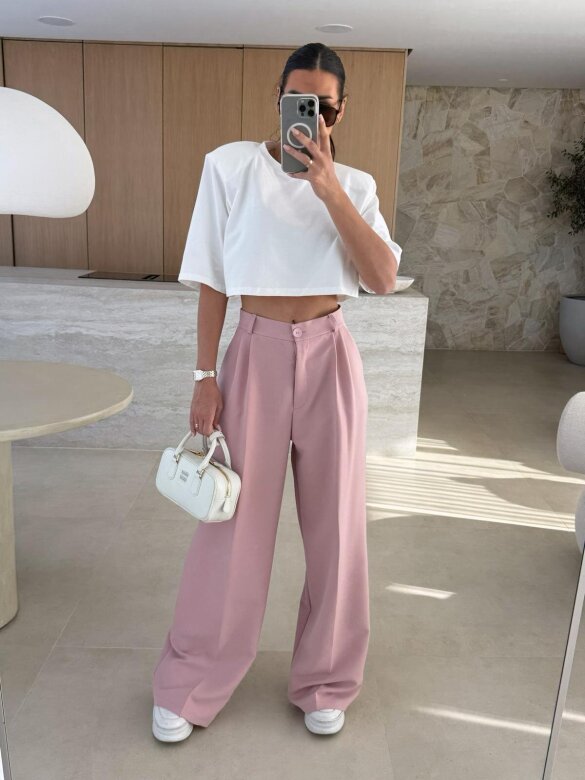 Spodnie Nathally elegant pudrowe