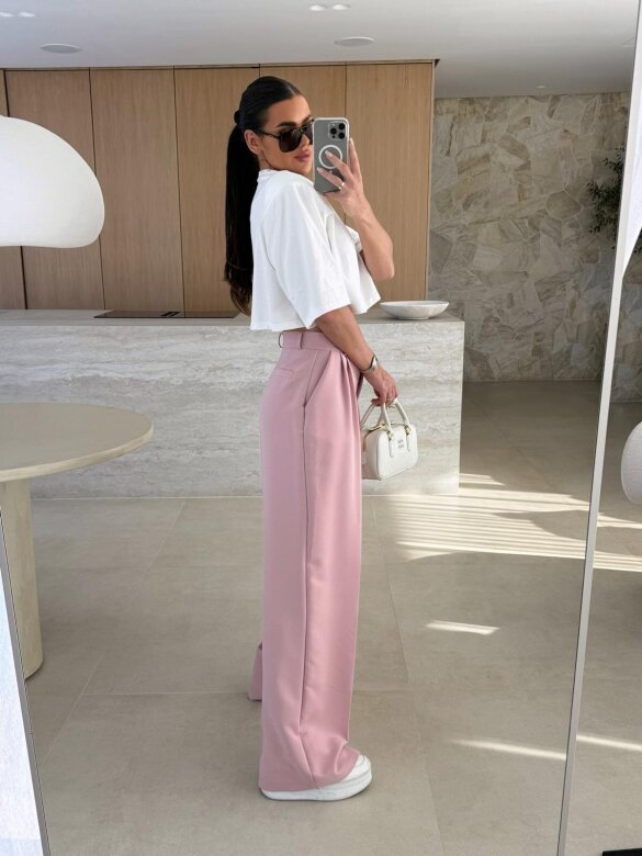 Spodnie Nathally elegant pudrowe