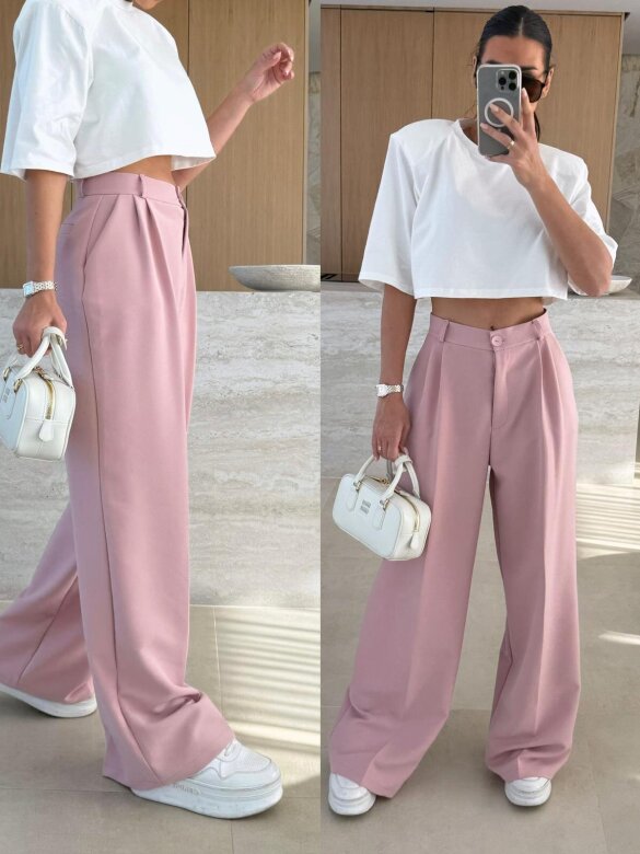 Spodnie Nathally elegant pudrowe