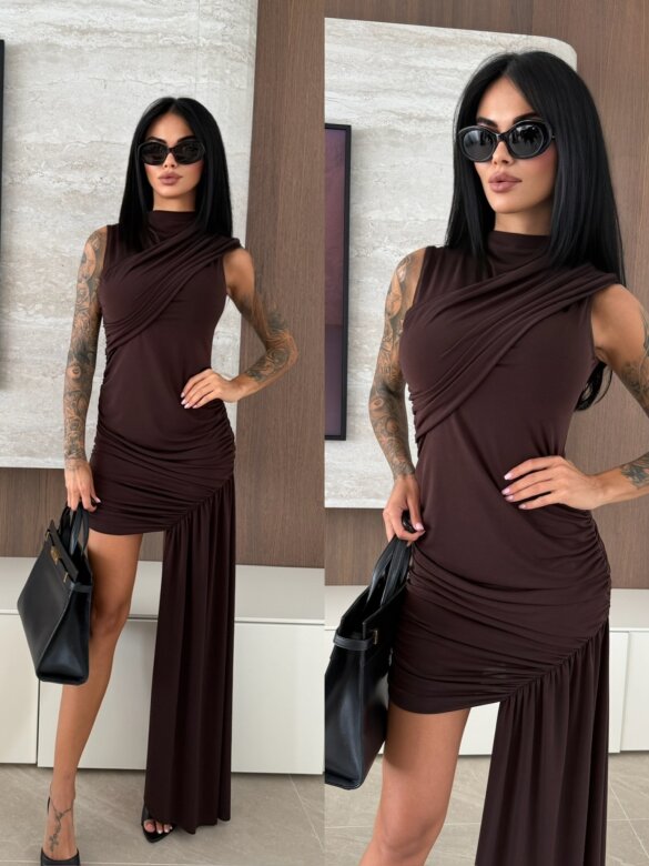 Sukienka Granny maxi czekoladowa