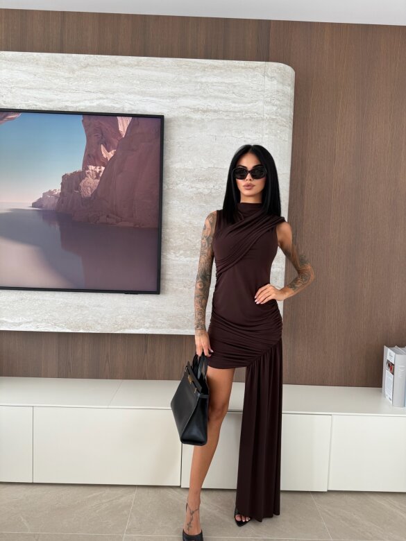 Sukienka Granny maxi czekoladowa