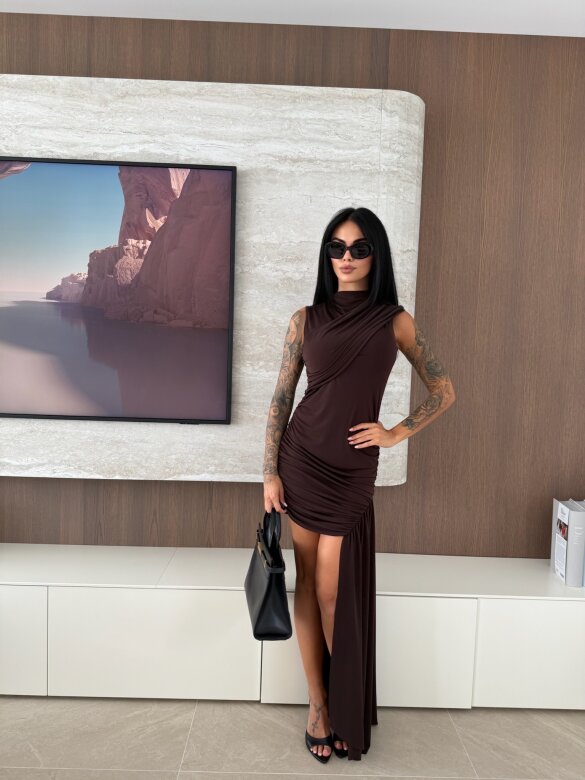 Sukienka Granny maxi czekoladowa