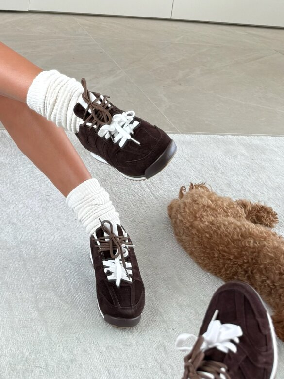 Trampki Flaneur czekoladowo-białe