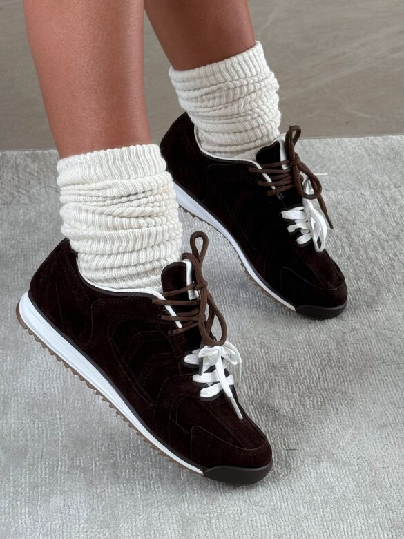 Trampki Flaneur czekoladowo-białe