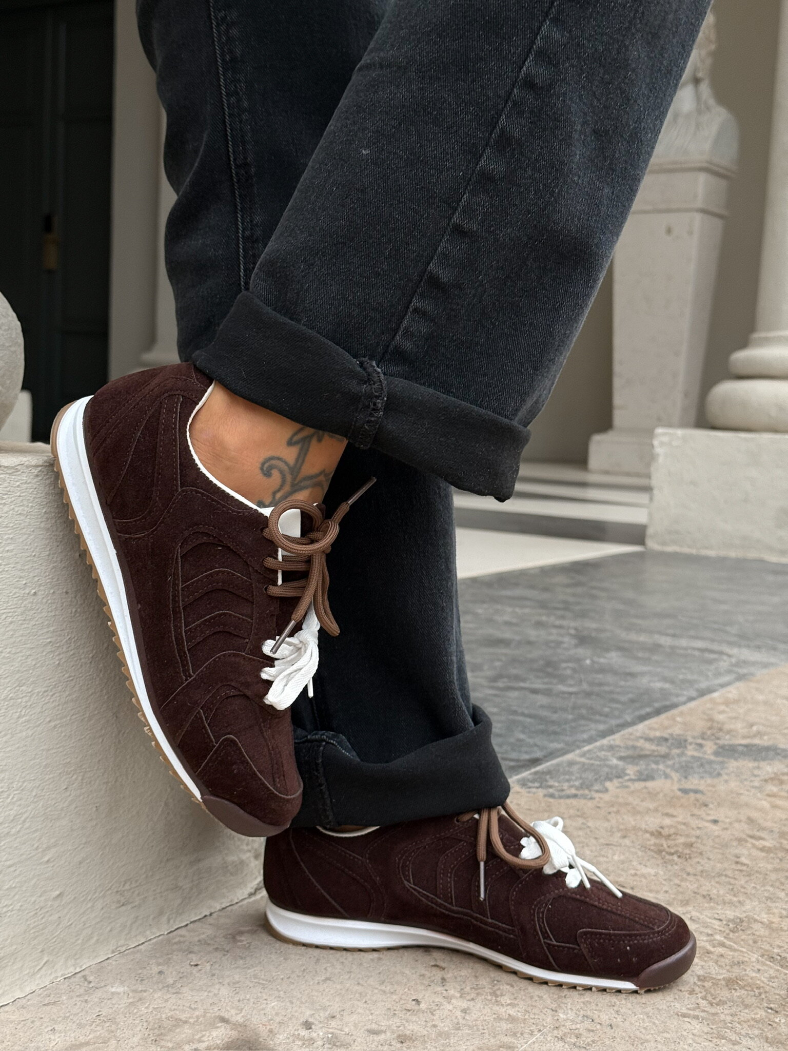 Trampki Flaneur czekoladowo-białe