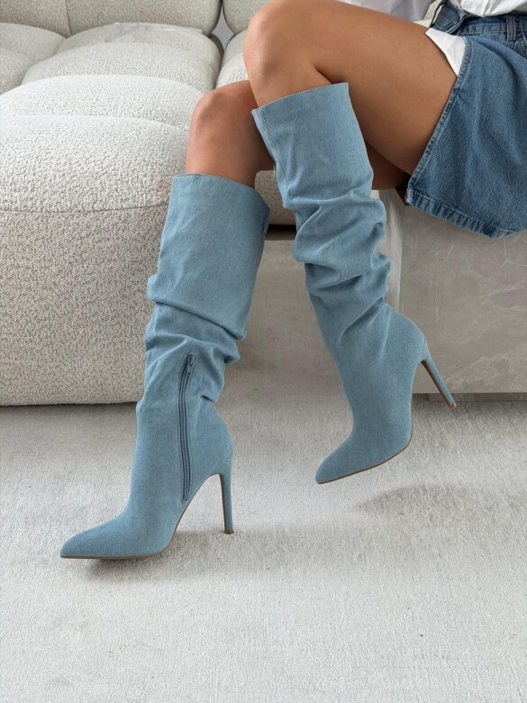 Kozaki Chandler jeans jasnoniebieskie