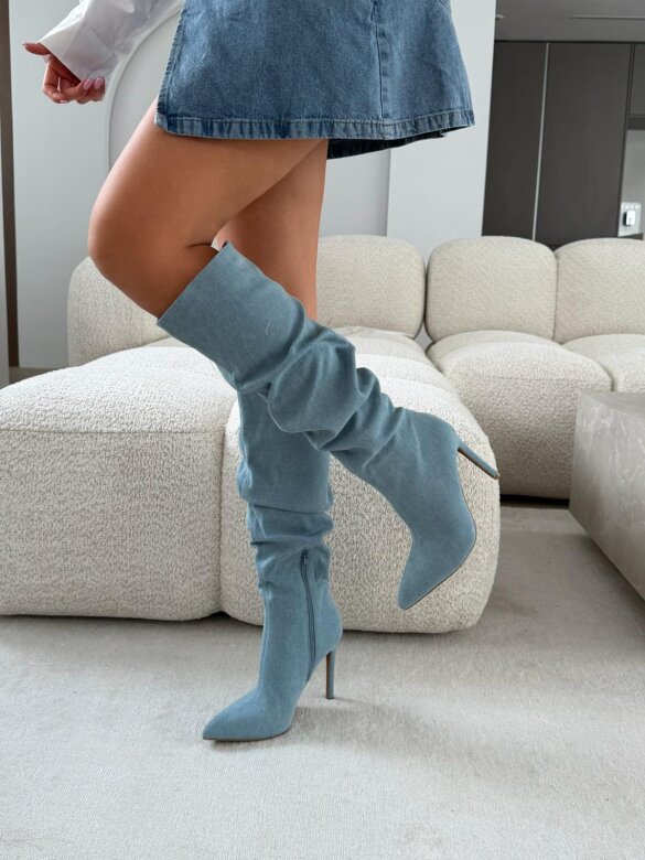 Kozaki Chandler jeans jasnoniebieskie