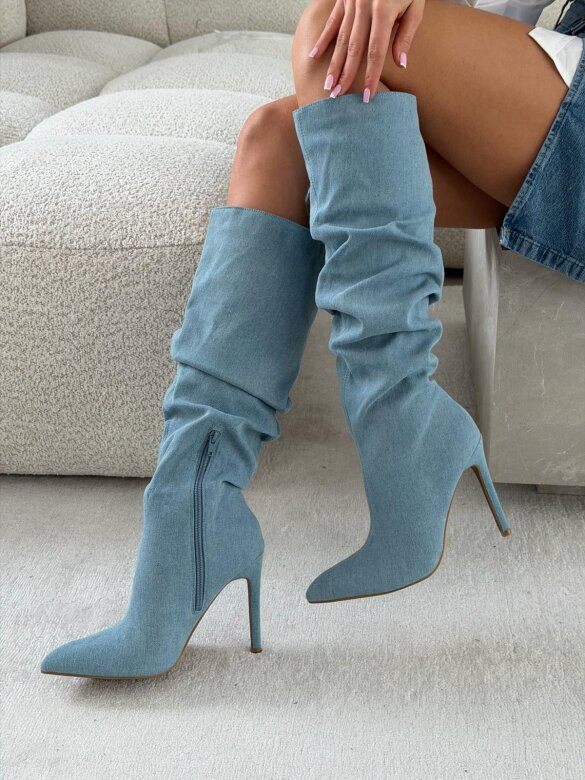 Kozaki Chandler jeans jasnoniebieskie