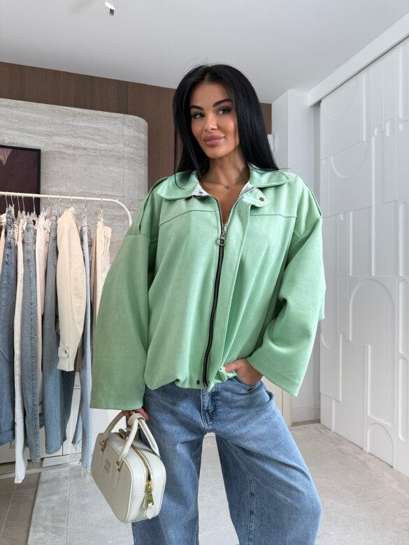 Bomberka Saite zamszowa pistacjowa